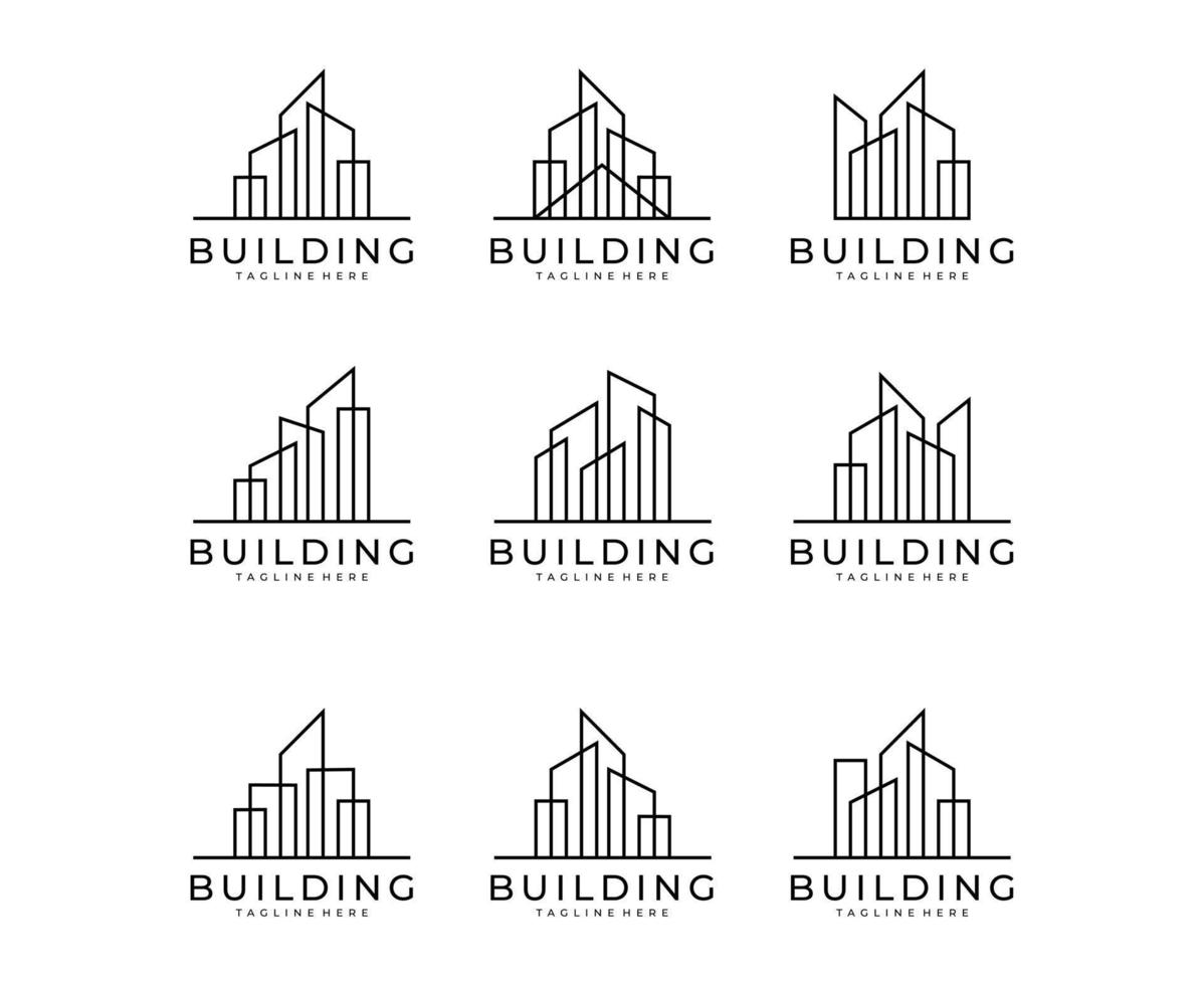 Minimalist elegant building logo design vector inspiration with line art design