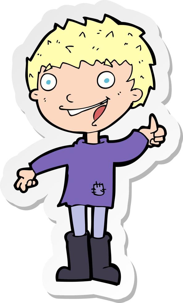 sticker of a cartoon excited boy vector