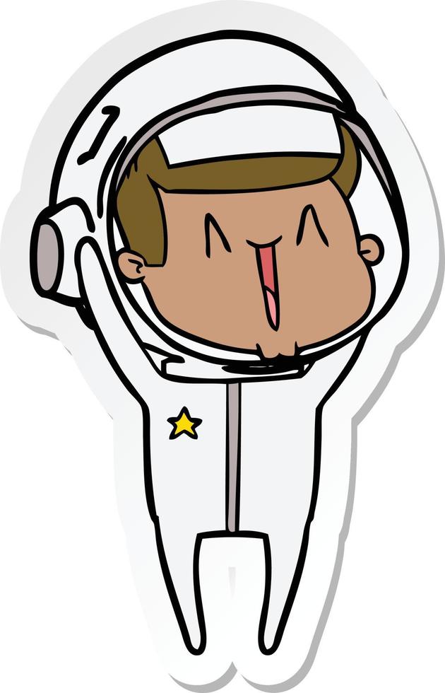 sticker of a happy cartoon astronaut vector