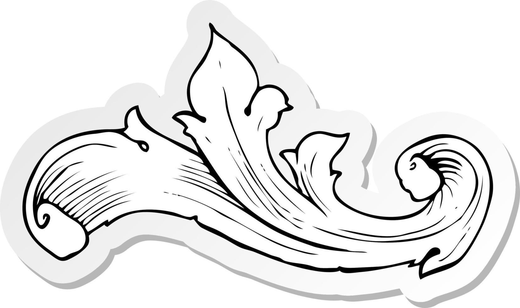 sticker of a traditional hand drawn floral swirl vector