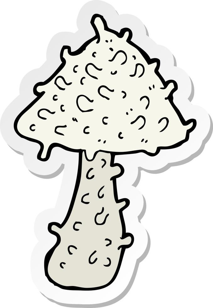 sticker of a cartoon mushroom vector