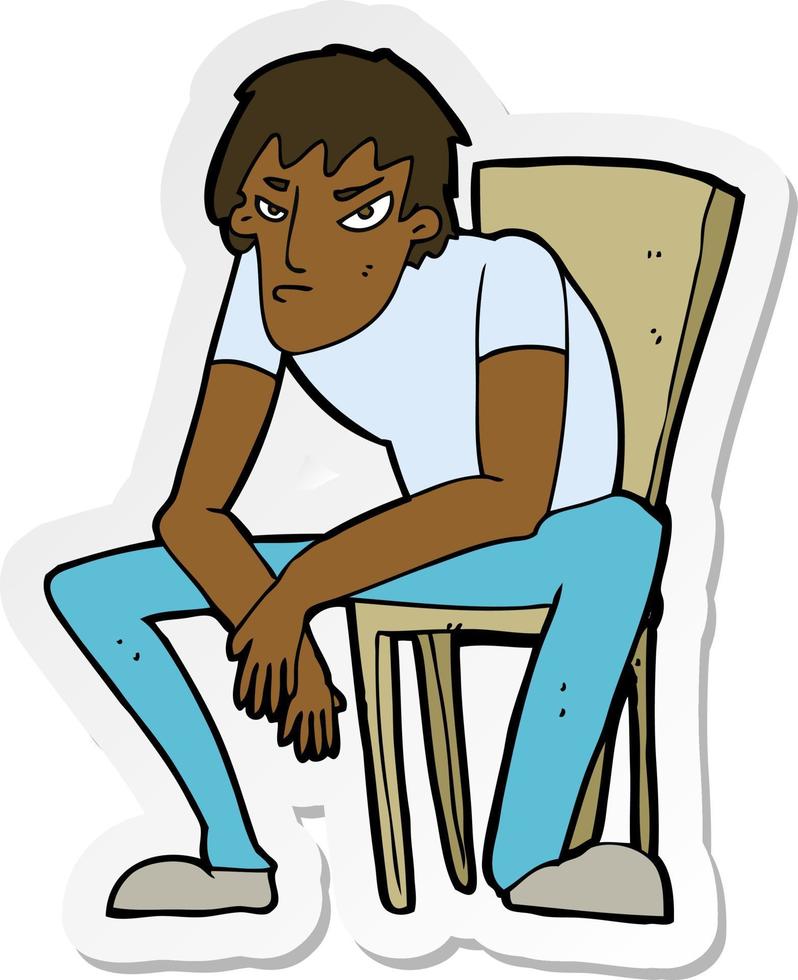 sticker of a cartoon dejected man vector
