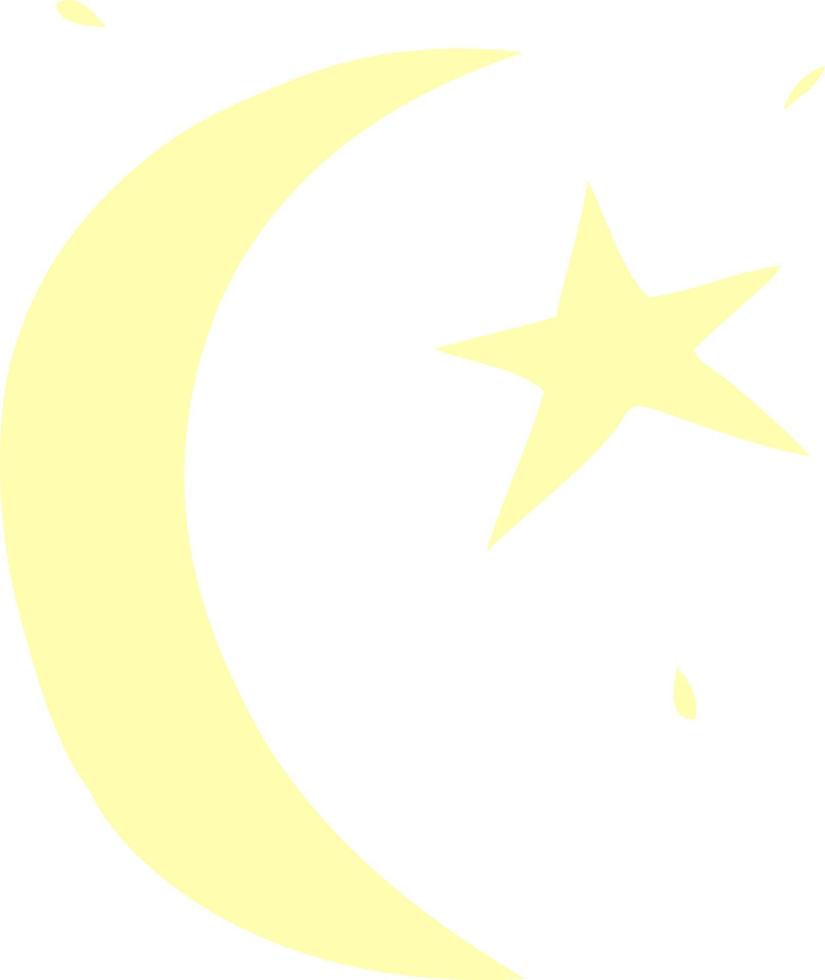 cartoon doodle of the moon and a star vector