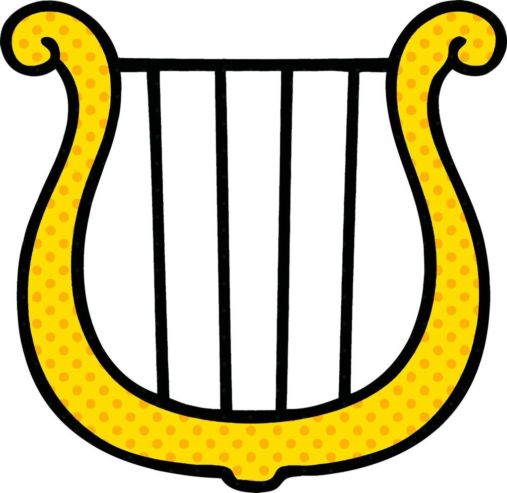 comic book style cartoon golden harp vector