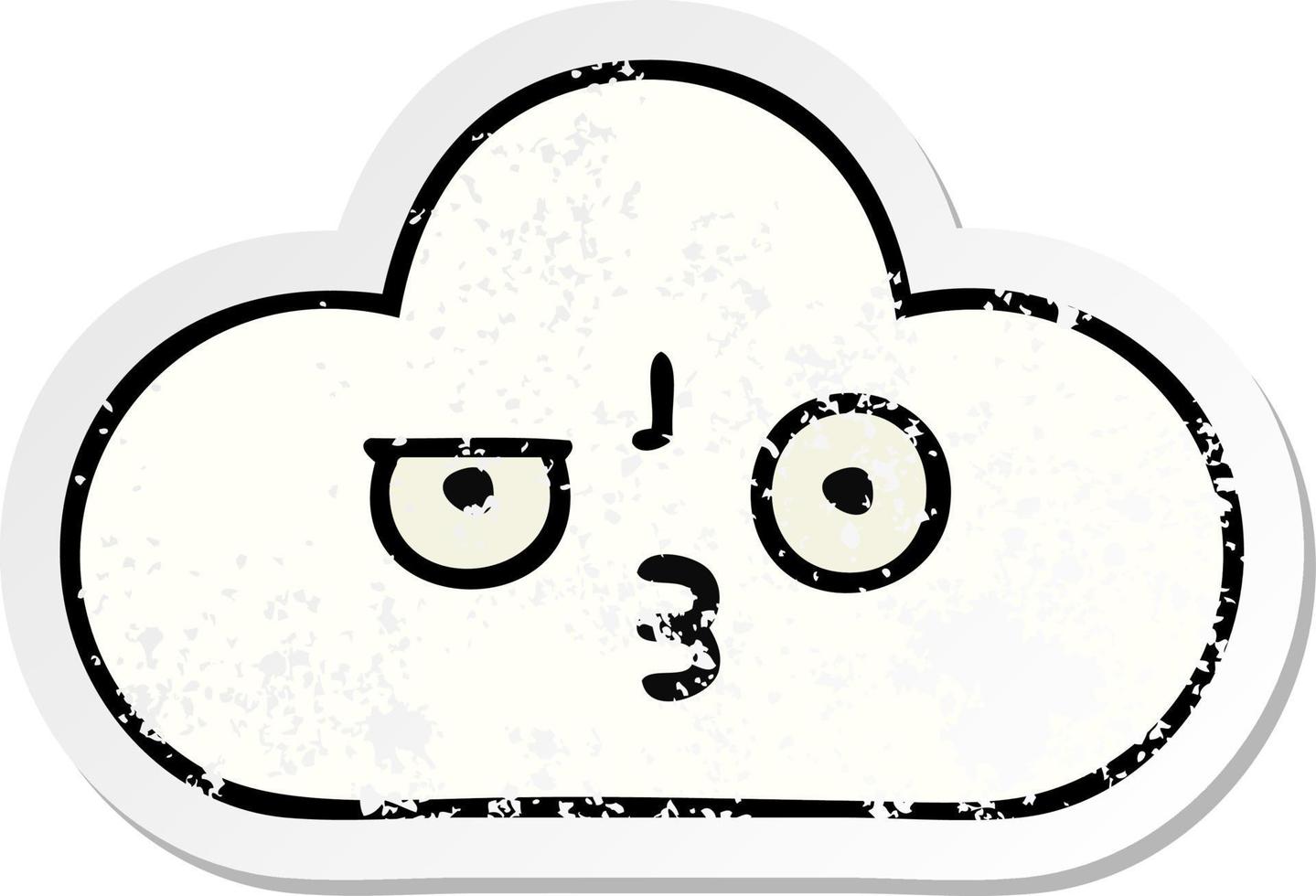 distressed sticker of a cute cartoon white cloud vector