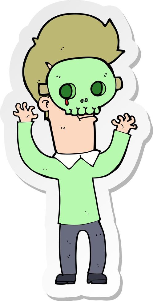 sticker of a cartoon man in skull mask vector