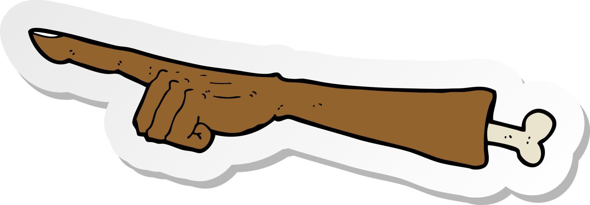 sticker of a cartoon pointing arm vector