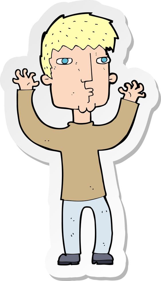 sticker of a cartoon anxious man vector