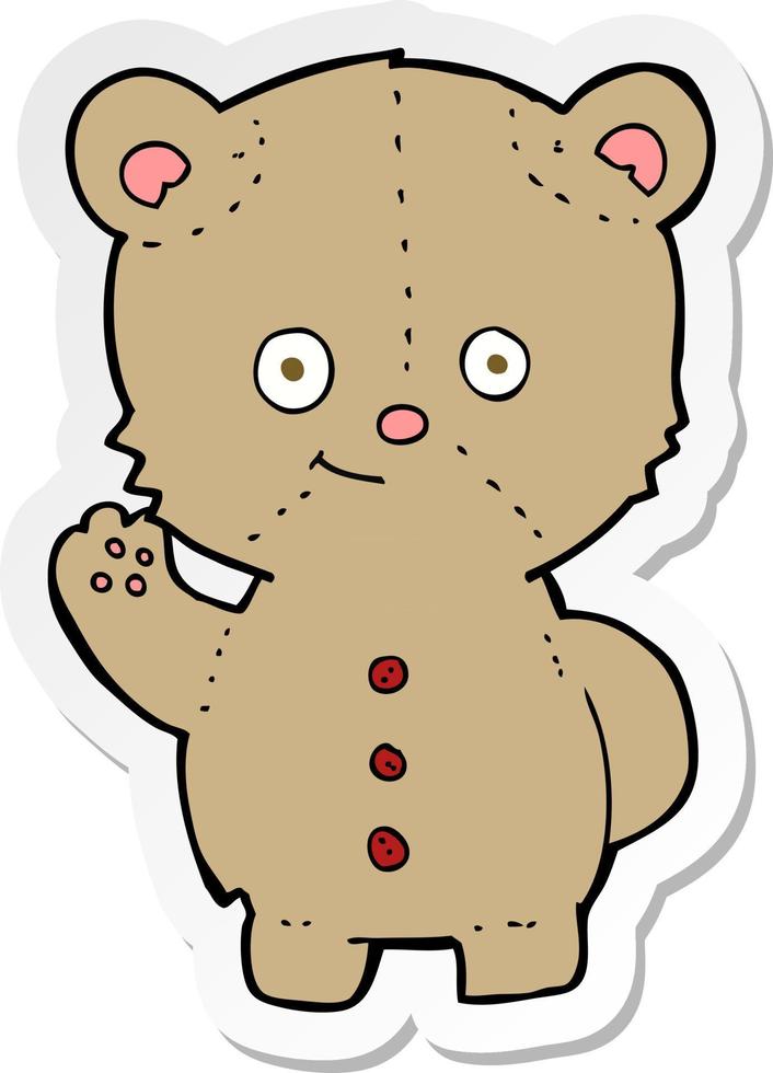 sticker of a cartoon teddy bear vector