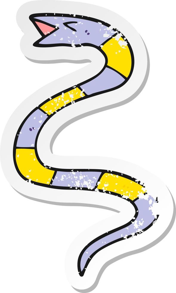 distressed sticker of a cartoon snake vector