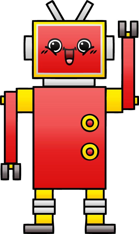 robot feliz de dibujos animados sombreado degradado vector