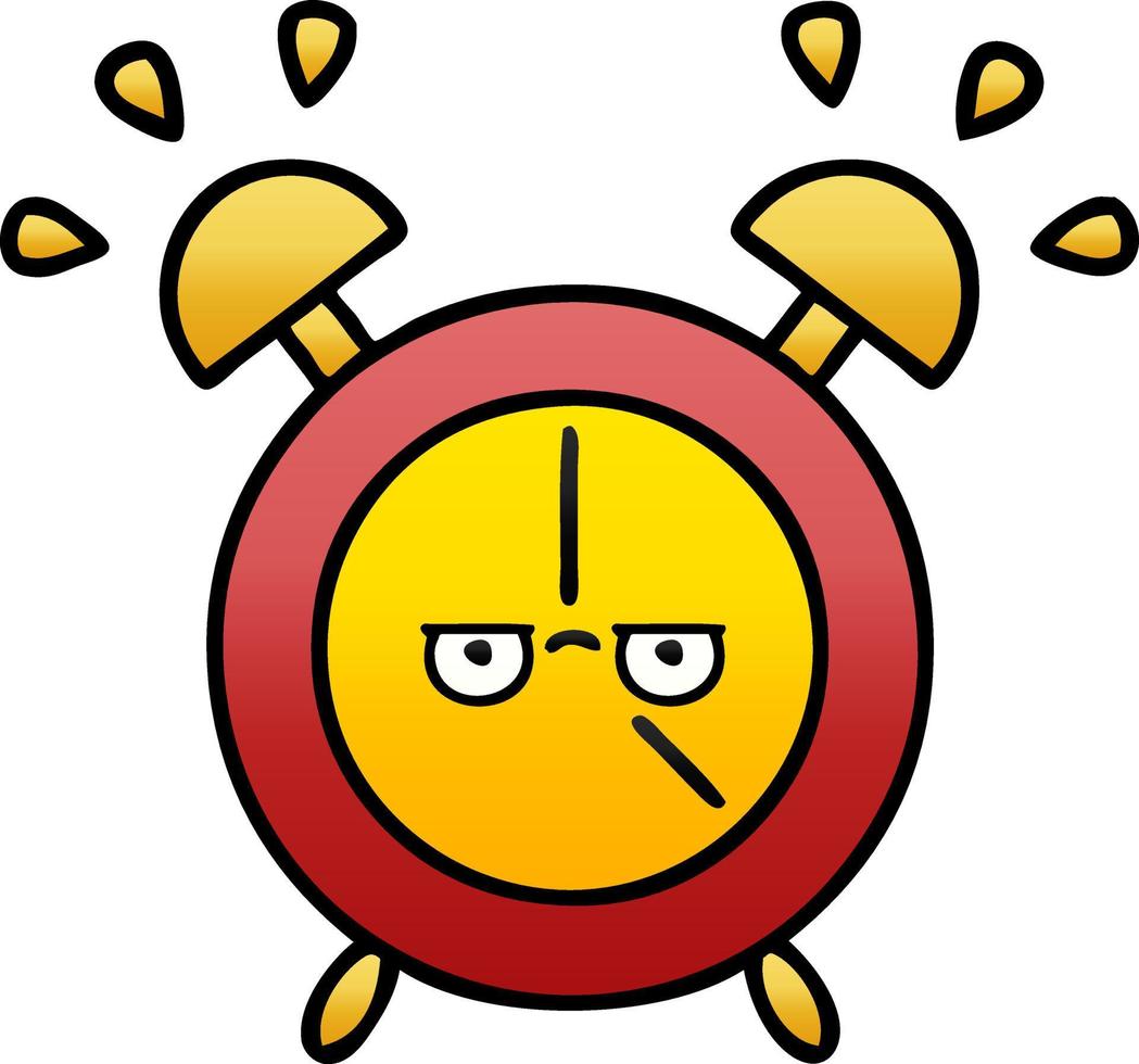 gradient shaded cartoon alarm clock vector