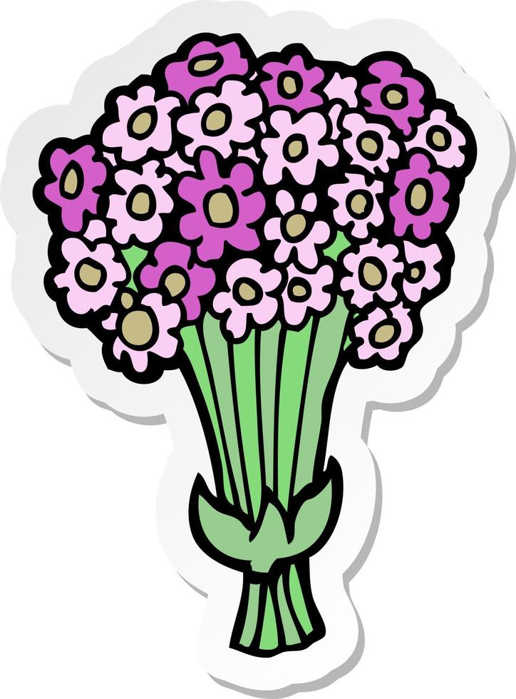 sticker of a cartoon flowers vector