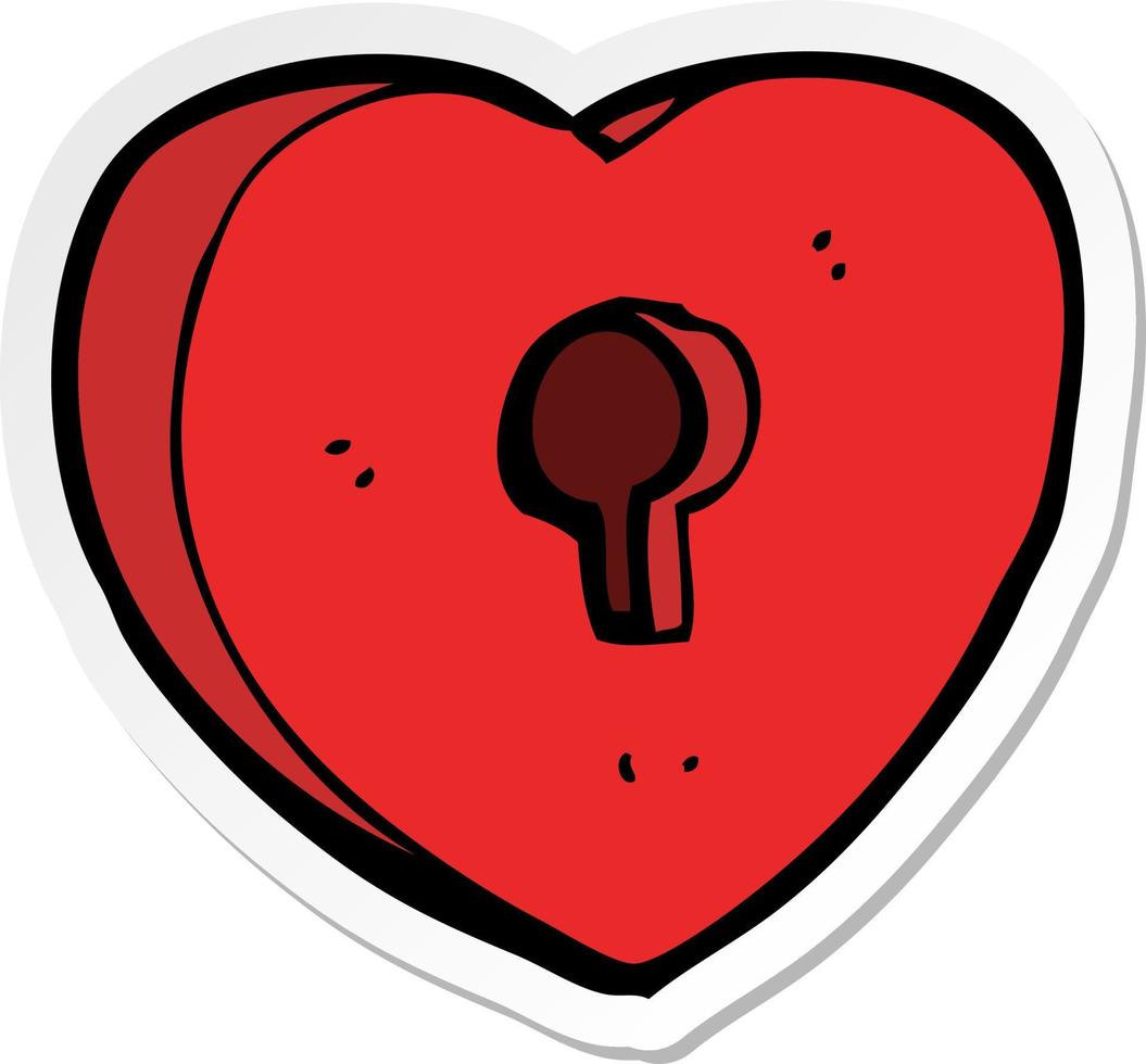 sticker of a cartoon heart with keyhole vector
