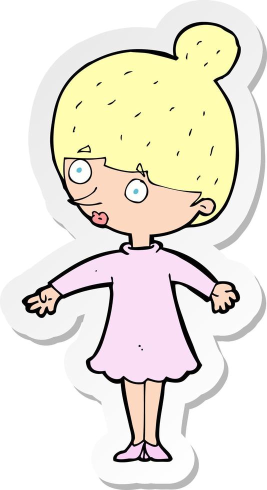 sticker of a cartoon surprised woman vector