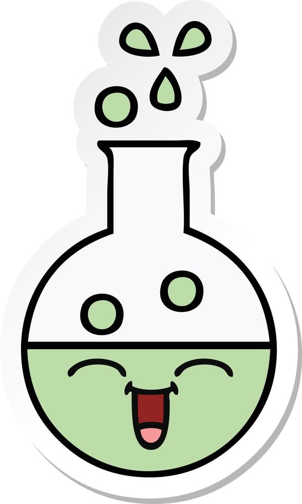 sticker of a cute cartoon test tube vector