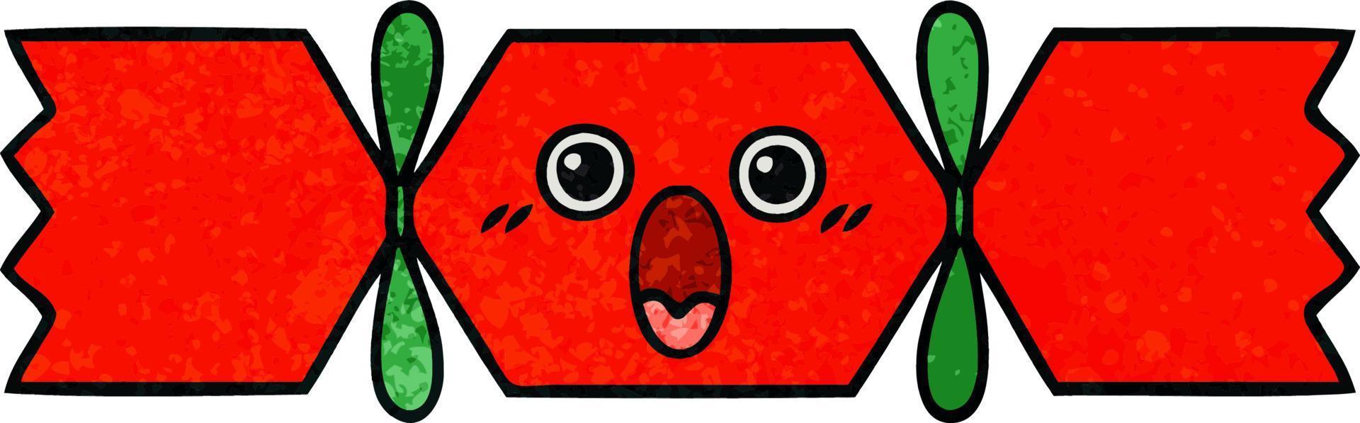 retro grunge texture cartoon christmas cracker vector