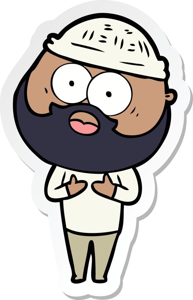 sticker of a cartoon bearded man vector