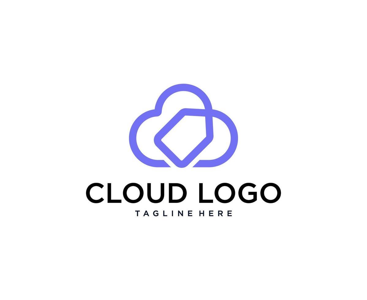 minimalist Cloud with arrow logo design template. storage  Technology vector