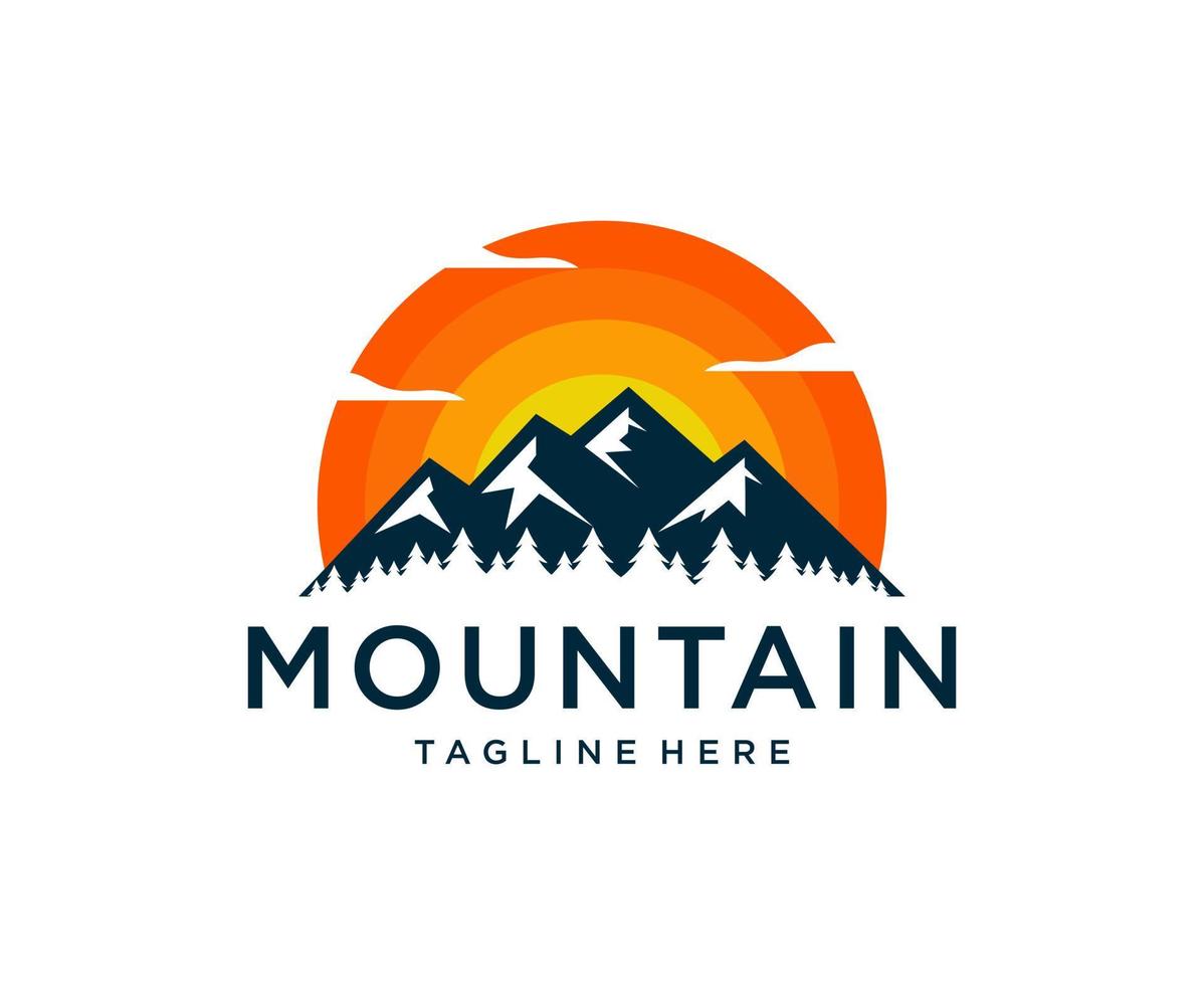 vector de diseño de logotipo simple de pine creek de picos de montaña