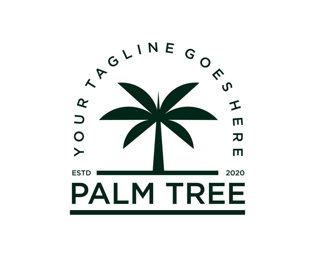 vintage palm tree badge emblem logo vector icon illustration