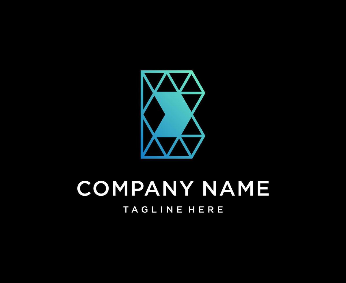 letter B triangles geometric logo design vector symbol