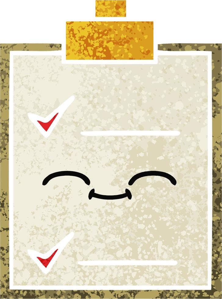 retro illustration style cartoon check list vector
