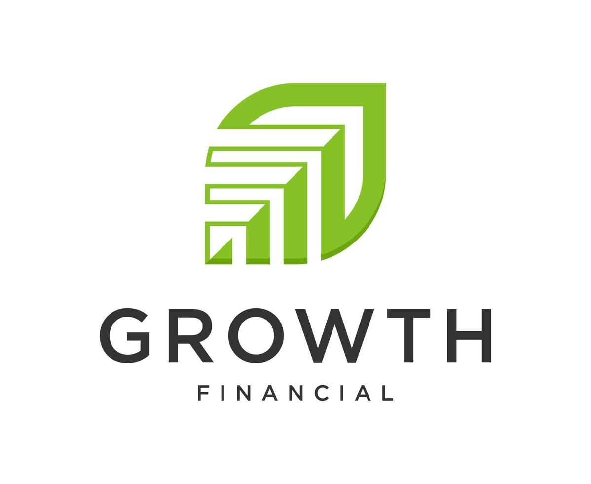 Business Financial logo template. leaf and growth graph vector design