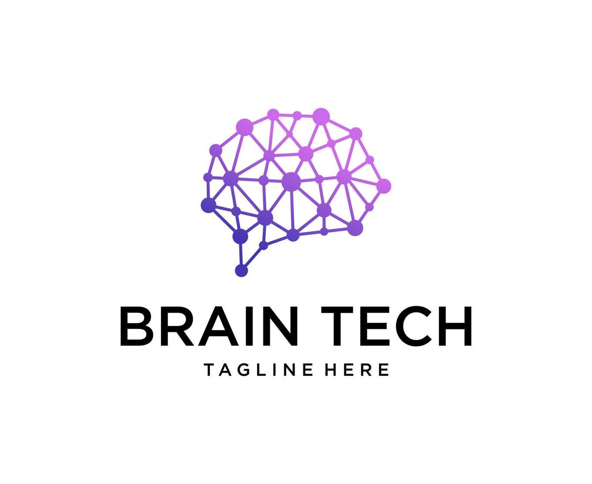 Brain technology logo template, brain connection logo vector icon