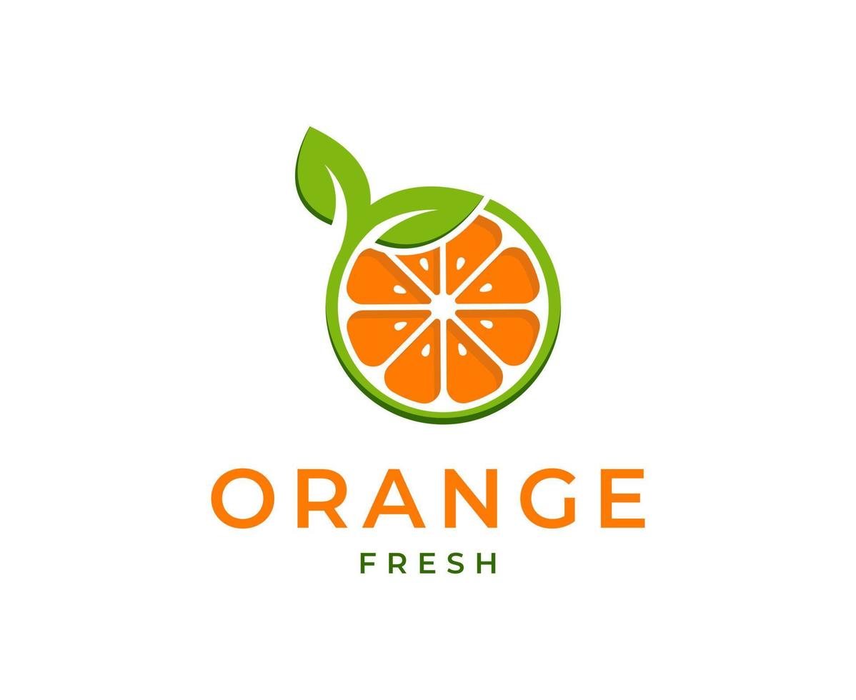 ilustración de vector de logotipo de naranja fresca, diseños de logotipo de rebanada de naranja fresca