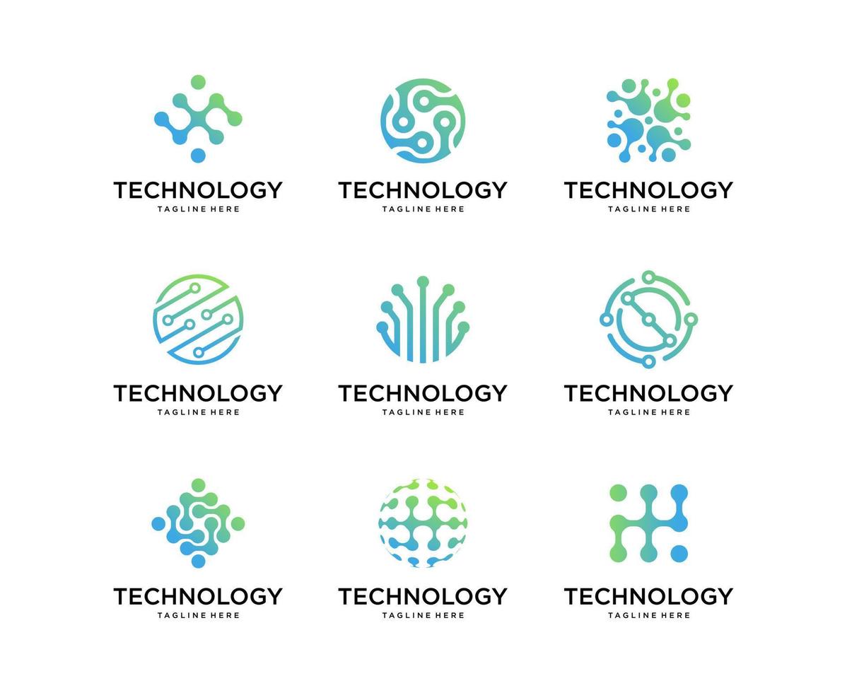 Set of Technology logo design vector template