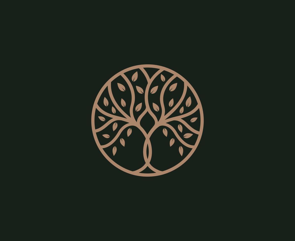 Tree Oak Banyan Maple Emblem logo design vector template