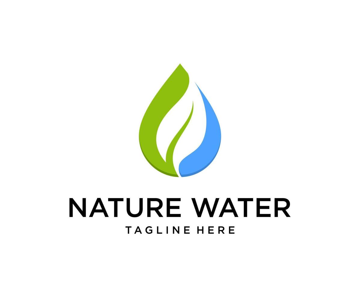 logotipo de gota y hoja. plantilla de diseño de logotipo de agua natural vector