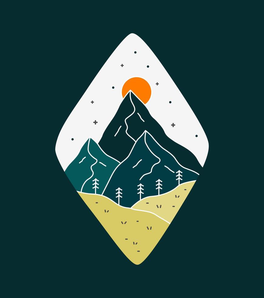 el diseño de la vida silvestre de la naturaleza de las montañas para el diseño de placa, pegatina, parche, camiseta vector