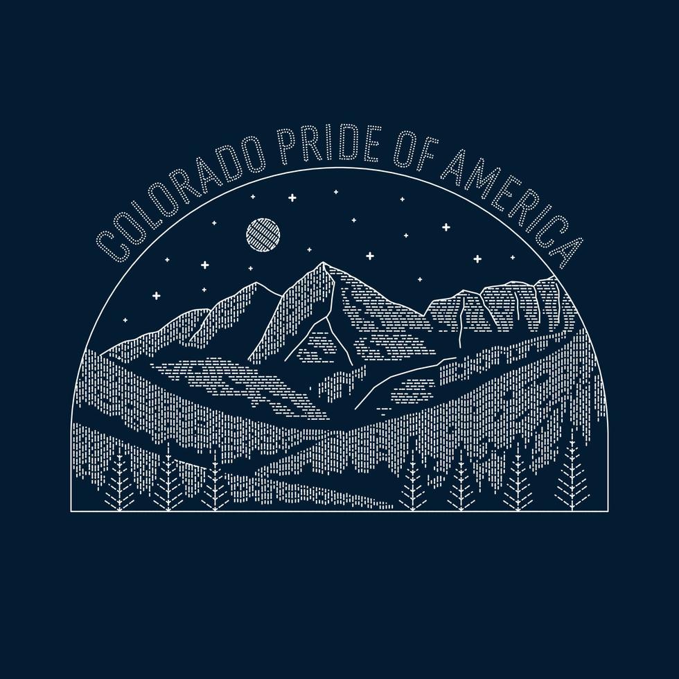 Mono line art of Elk Mountain Colorado Pride vector