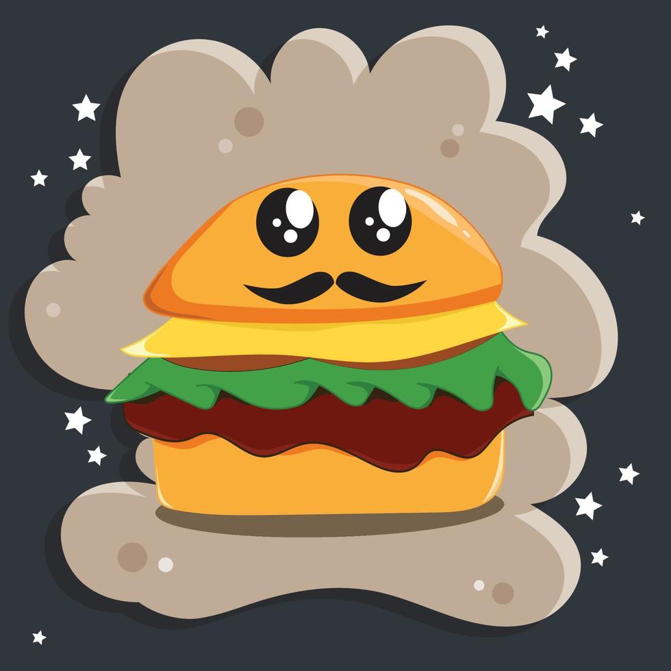 cute fast food cartoon illustration vector