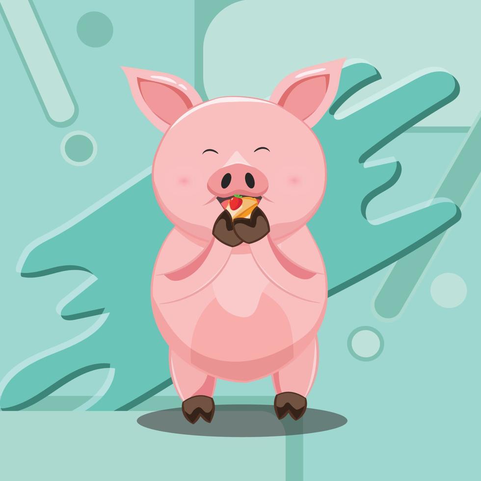Cute pig animal cartoon background vector