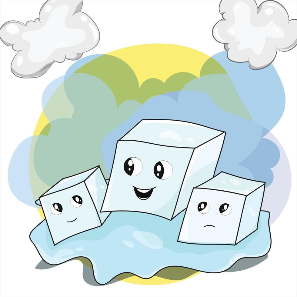 cute ice cartoon illustration vector