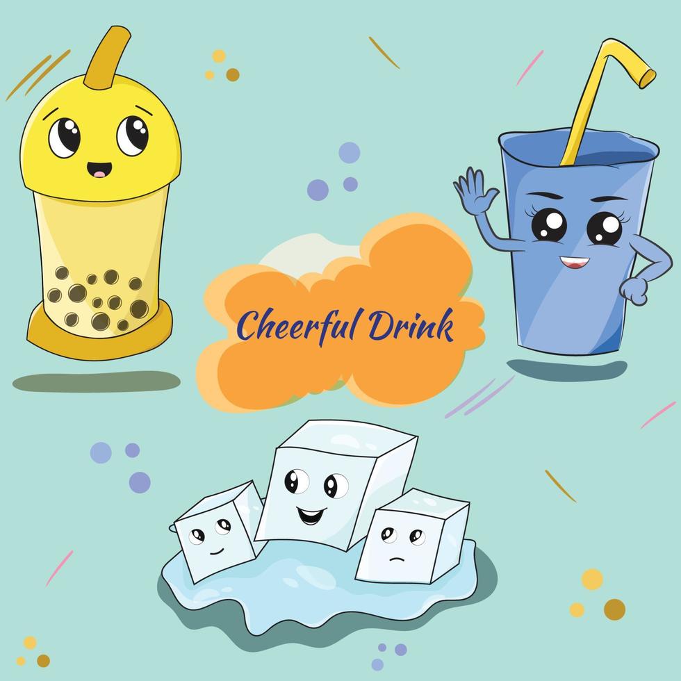cute ice cartoon illustration vector