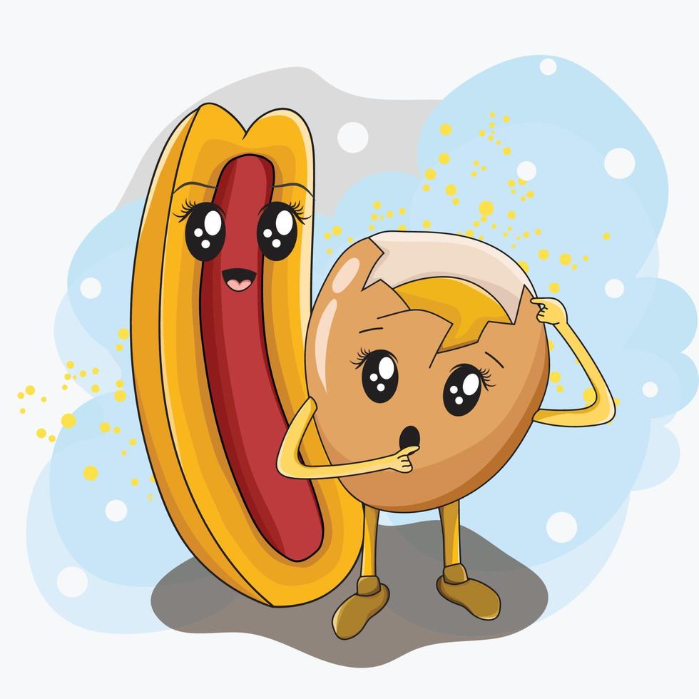 linda ilustración de dibujos animados de comida rápida vector