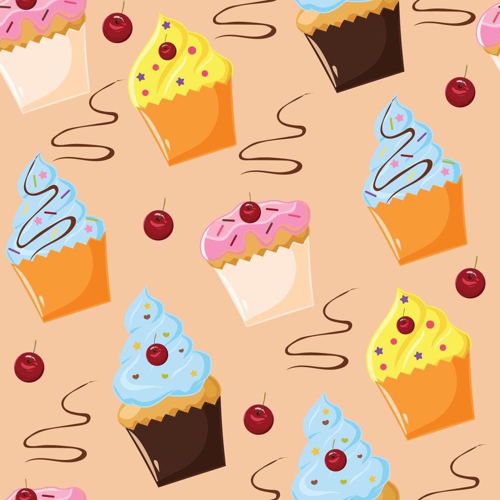 cute dessert cartoon seamless pattern vector