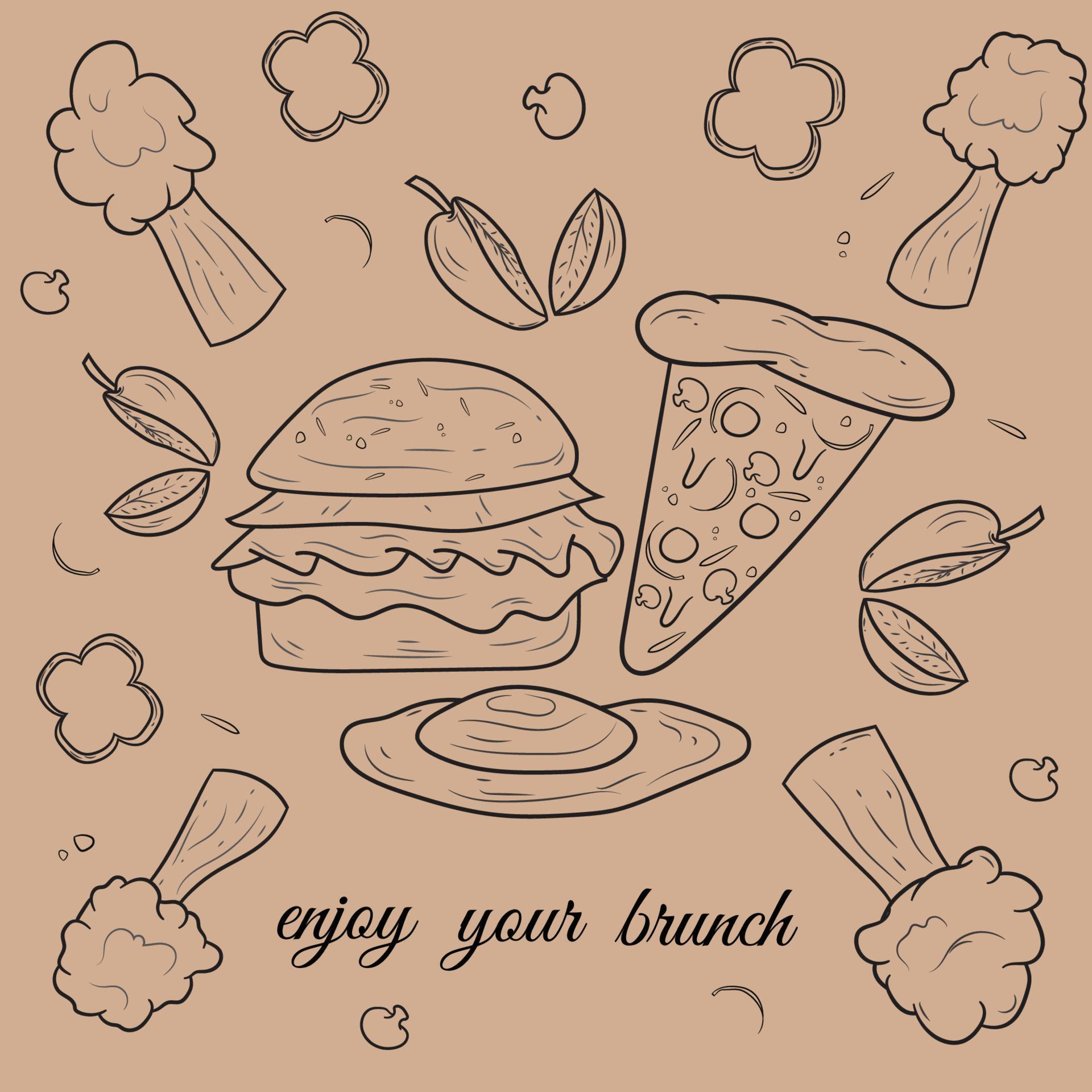 fast food outline background 8710438 Vector Art at Vecteezy
