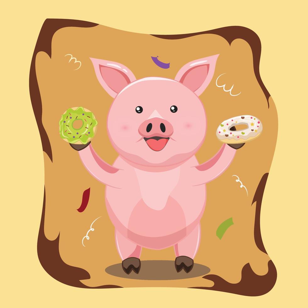 Cute pig animal cartoon background vector