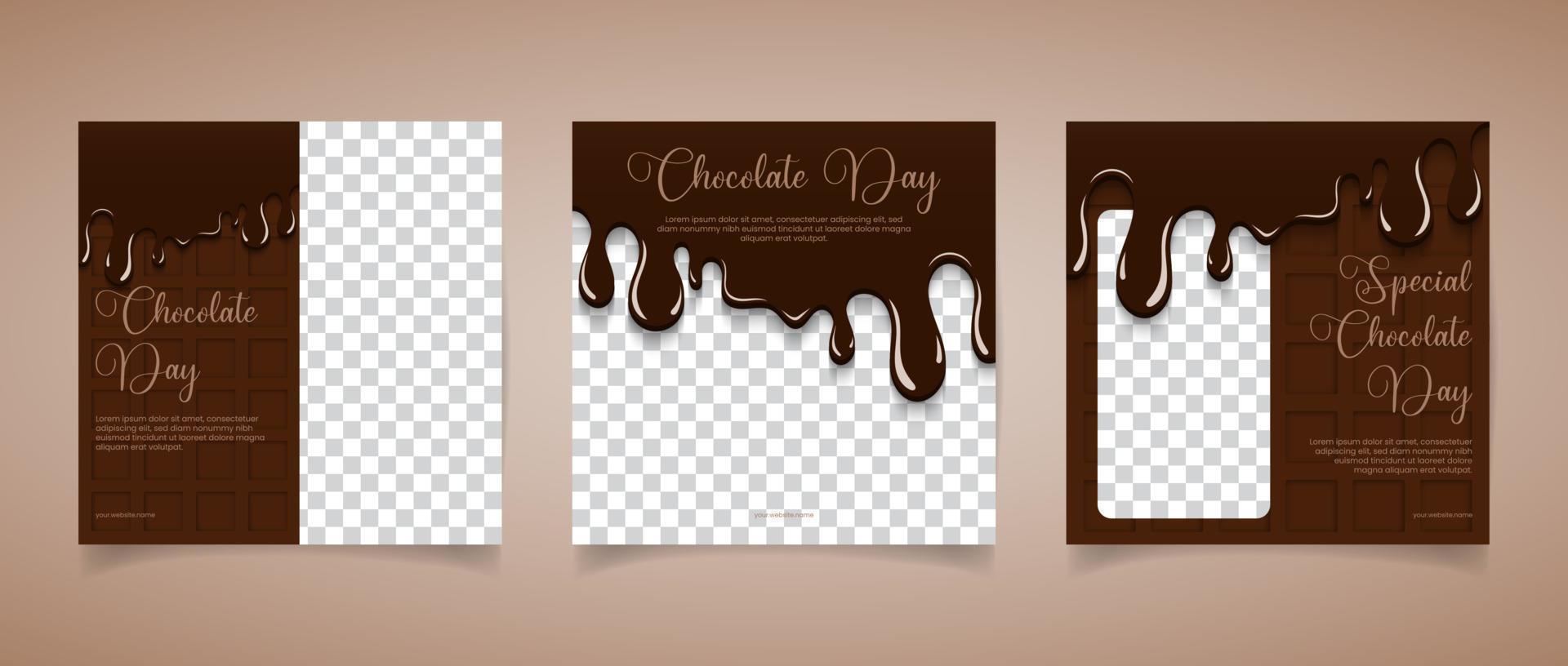 plantilla de redes sociales para el día mundial del chocolate adecuada para anuncios web, tarjetas de felicitación y pancartas de redes sociales vector