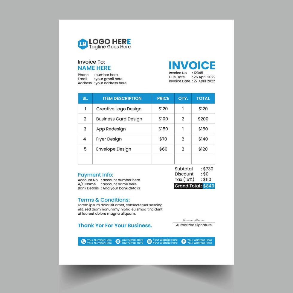 Invoice Template Design vector