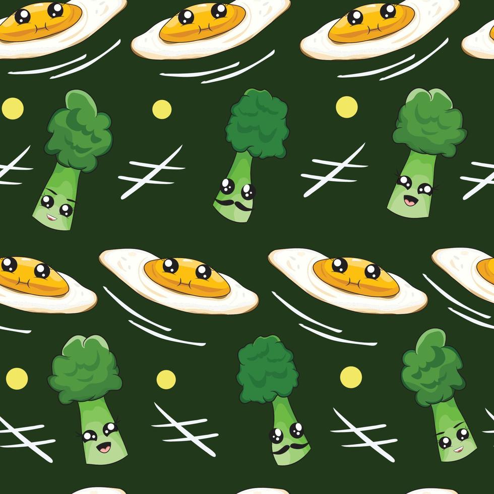 seamless pattern with cute fast food cartoon background vector