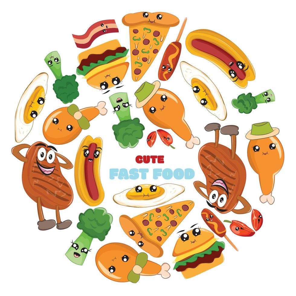 cute fast food cartoon background 8710525 Vector Art at Vecteezy