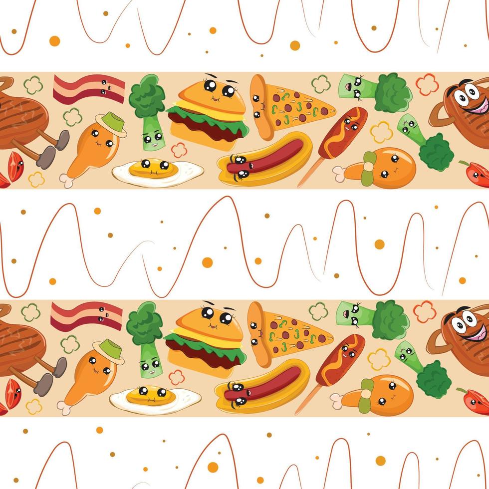 cute fast food seamless pattern vector