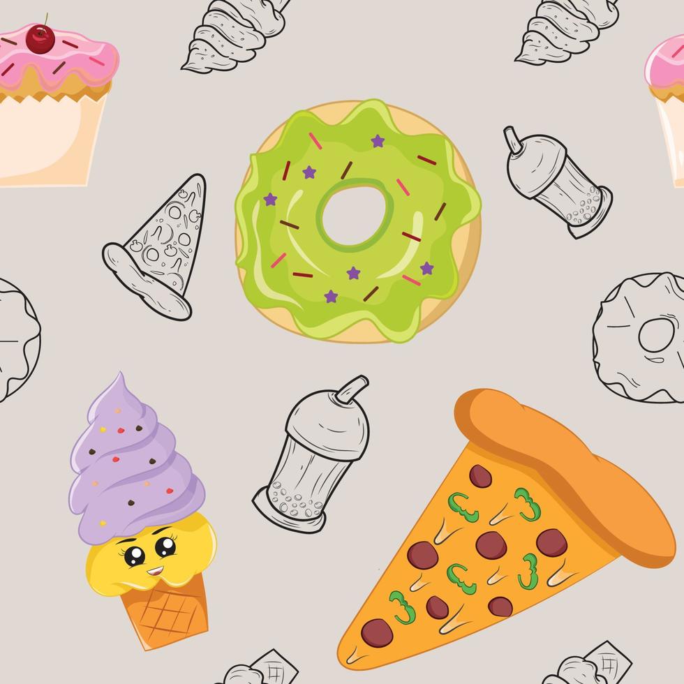 junk food seamless pattern vector