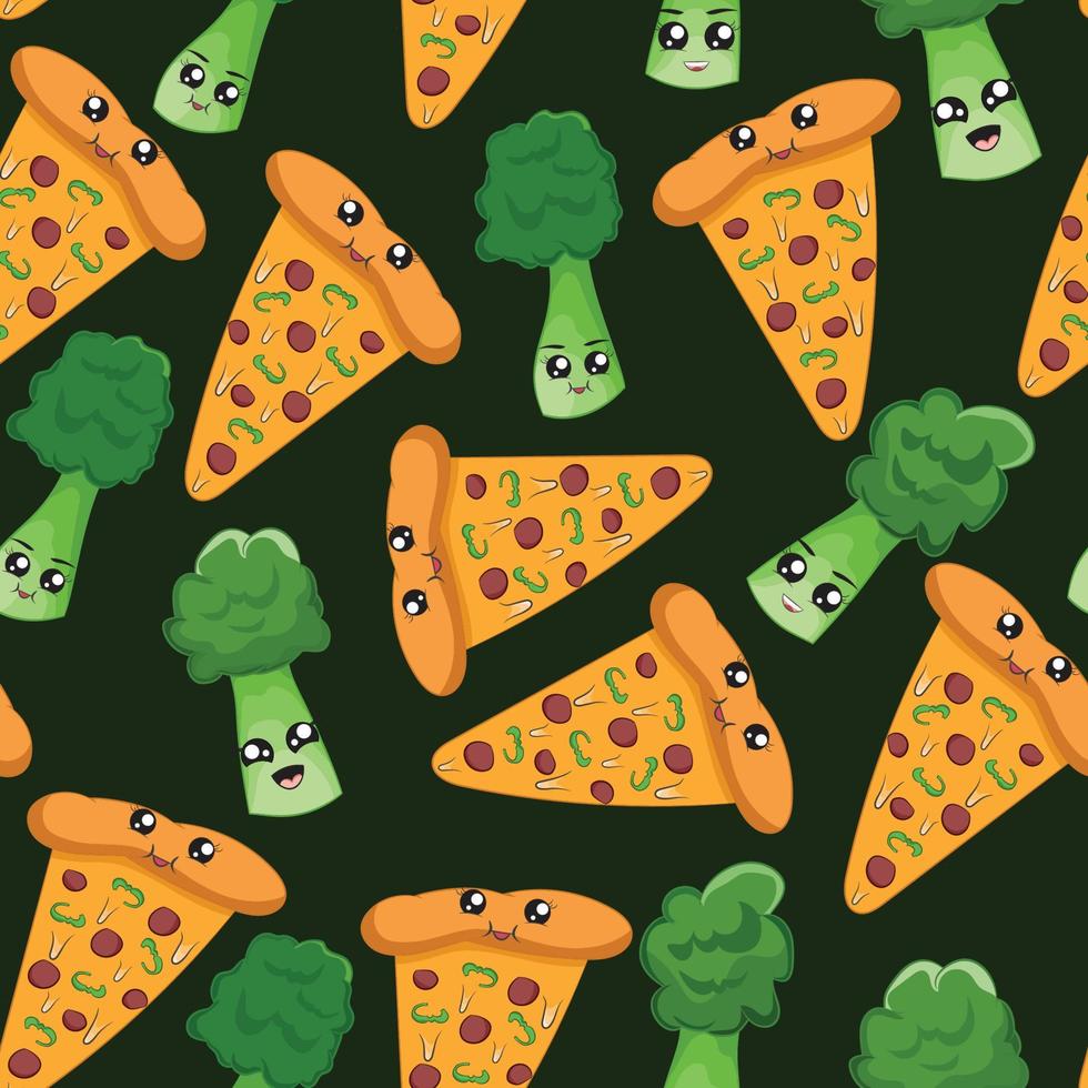 seamless pattern with cute fast food cartoon background vector